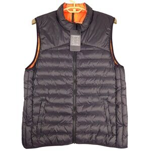 Fabletics The Mogul Puffer Vest Mens XL Black Orange Water Resistant Lightweight
